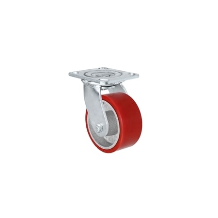 MEDIUM DUTY 4X 2 RED POLYURETHANE ON IRON WHEEL, SWIVEL CASTER 800